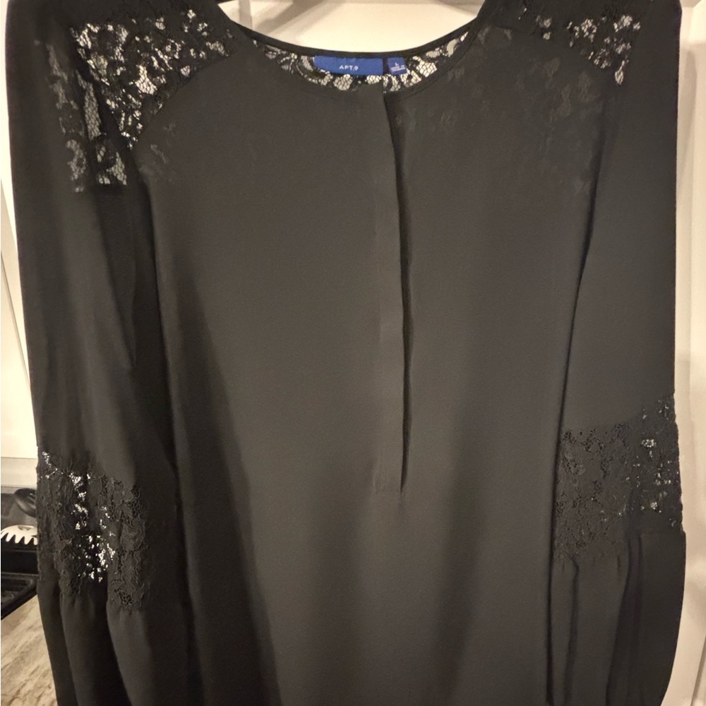 Apt. 9 Black Lace Accent Blouse